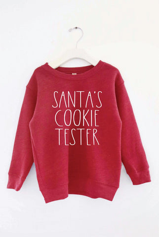 Toddler 'Santa's Cookie Tester' Sweatshirt- Cranberry Heather - FINAL SALE