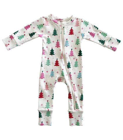 Pink Christmas Tree Convertible Romper- FINAL SALE