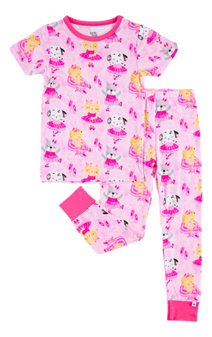 Two Piece Short Sleeve Pajama Set- Cassie- Final Sale