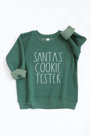 Toddler 'Santa's Cookie Tester' Sweatshirt- Forest Green- FINAL SALE