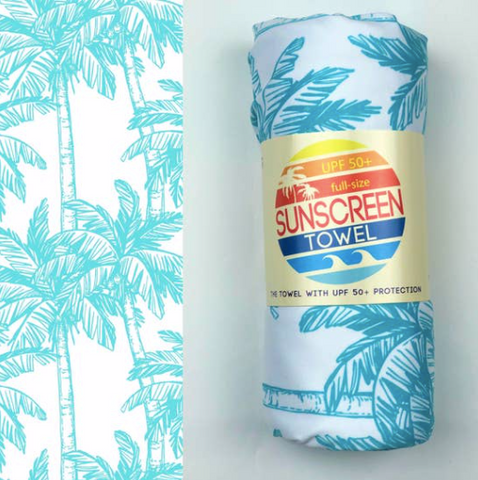 UPF 50+ Suncreen Towel -  Blue Palm Trees