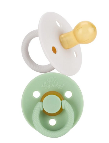 Itzy Soother Natural Pacifier Set- Mint/White