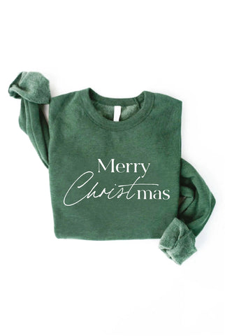 Women's 'Merry Christmas' Sweatshirt- Forest Green- FINAL SALE