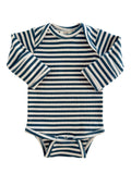 Steel Blue Stripe / Organic Ribbed Long Sleeve Bodysuit