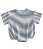 Dusty Blue Stripe / Organic Ribbed T-Shirt Bubble