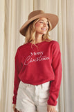 Women's 'Merry Christmas' Sweatshirt- Maroon- FINAL SALE