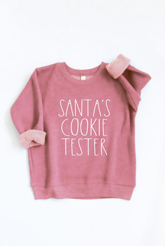 Toddler 'Santa's Cookie Tester' Sweatshirt- Pink