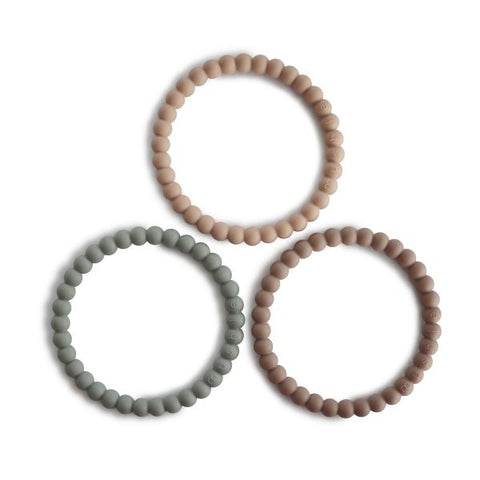 3-Pack Pearl Teething Bracelet - Clary Sage/Tuscany/Desert Sand