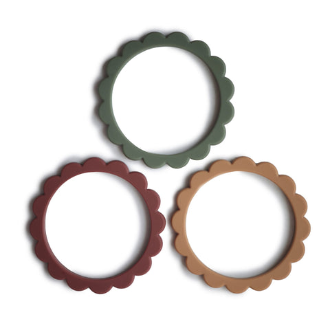 3-Pack Flower Teething Bracelet - Dried Thyme/Berry/Natural