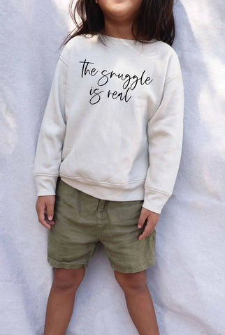 Toddler 'The Snuggle Is Real' Sweatshirt- Heather Dust- FINAL SALE
