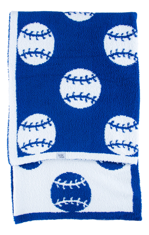 Blue Baseball Plush Toddler Blanket