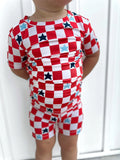 USA STAR CHECKER | Bamboo baby toddler retro short set- FINAL SALE