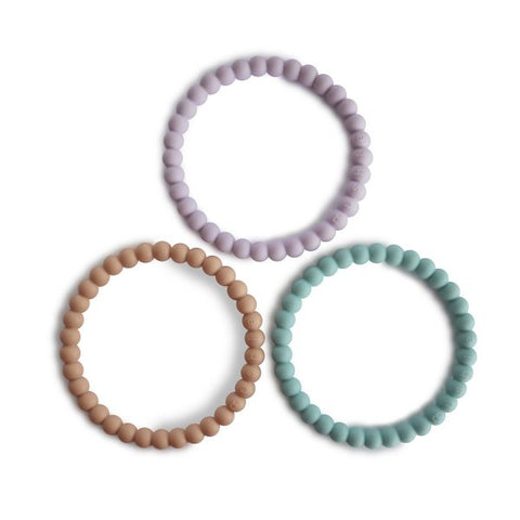 3-Pack Pearl Teething Bracelet - Lilac/Cyan/Soft Peach