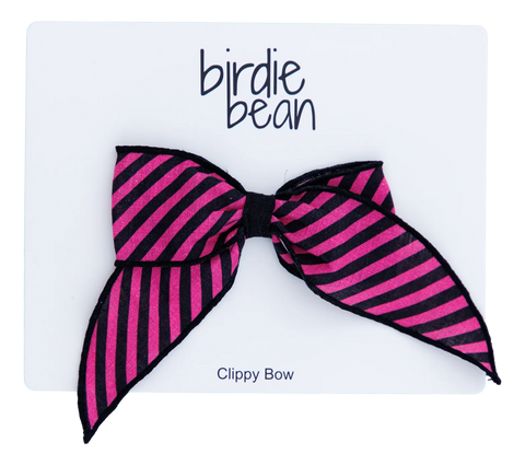 Pink/Black Stripe Clippy Bow