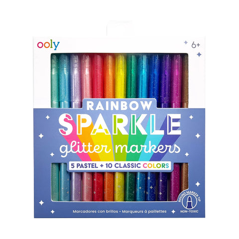 Rainbow Sparkle Glitter Markers- Set of 15