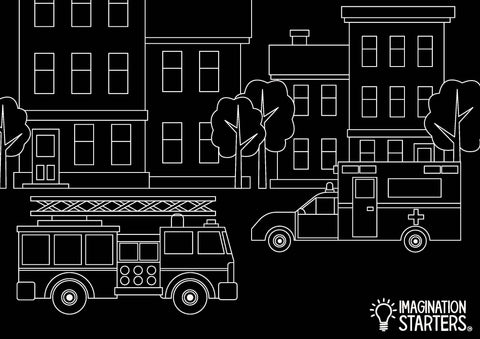 Chalkboard Emergency Vehicle Placemat