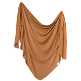 Copper Pearl Knit Swaddle Blanket- Camel