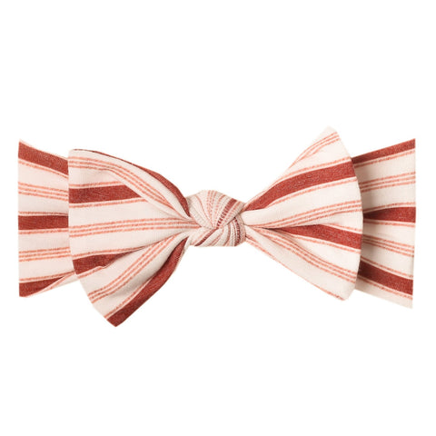 Copper Pearl Knit Headband Bow - Cinnamon