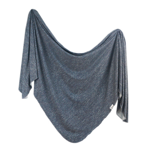 Copper Pearl Knit Swaddle Blanket- Denim