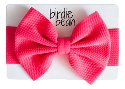 Birdie Bean Headband Bow- Flamingo- Final Sale