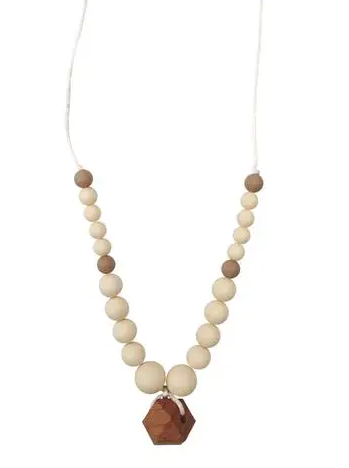 Chewable Charm Teething Necklace- Collins Cream