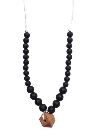 Chewable Charm Teething Necklace- Collins Black