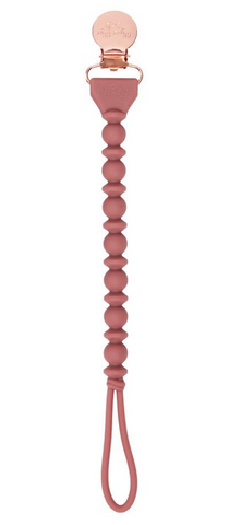 Itzy Ritzy Beaded Sweetie Strap Silicone Pacifier Clip- Rosewood