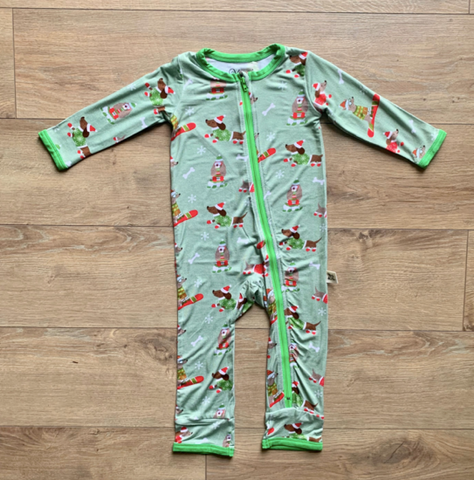 Holiday Zipper Coverall - Snow Pups- FINAL SALE