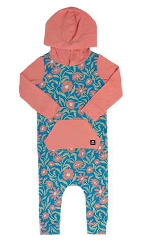 Long Sleeve Hooded Rags Romper- Fall Floral