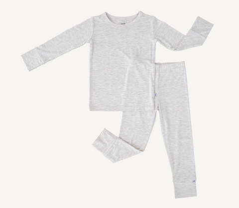 Heather Grey Two Piece Long Sleeve Pajama Set- Final Sale