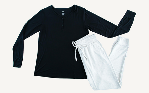 Women's Jogger Set- Black Top with Grey Bottoms