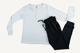 Women's Jogger Set- Grey Top with Black Bottoms- Final Sale