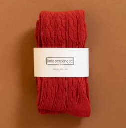 Spice Red Cable Knit Tights