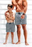 Beau Hudson Kid's Black and White Striped Swim Shorts- FINAL SALE