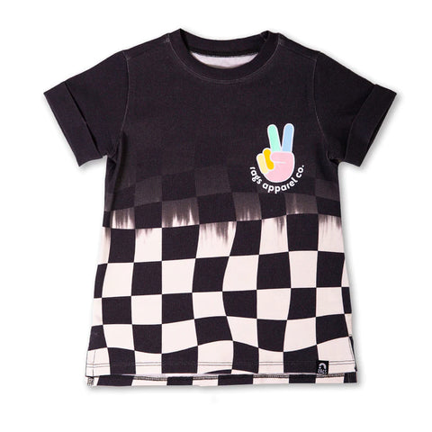 Short Rolled Sleeve Kids Tee- Check Your Groove