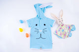 Blue Bunny Hooded Romper- Final Sale