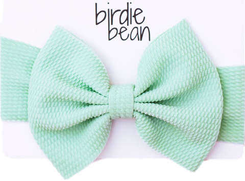 Birdie Bean Headband Bow- Mint- Final Sale