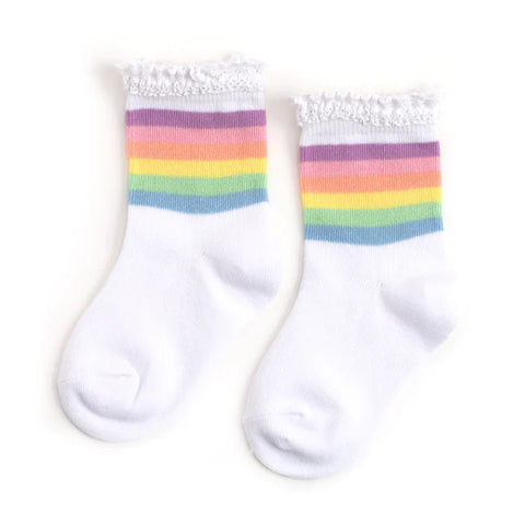 Pastel Stripe Lace Midi Sock