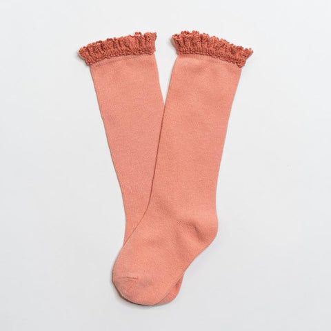 Peach Lace Top Knee Highs