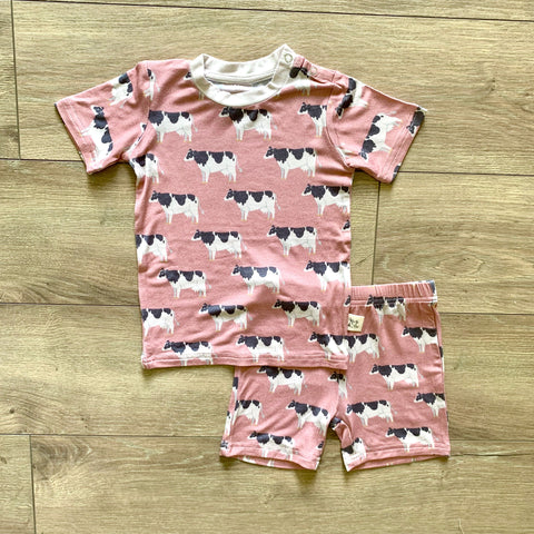 Shorts Pajama Set- Pink Cows