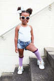 Purple and Plum Lace Top Knee Highs