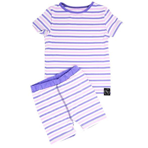 Short Sleeve with Shorts Pajama Set - Purple and Orchid Stripe